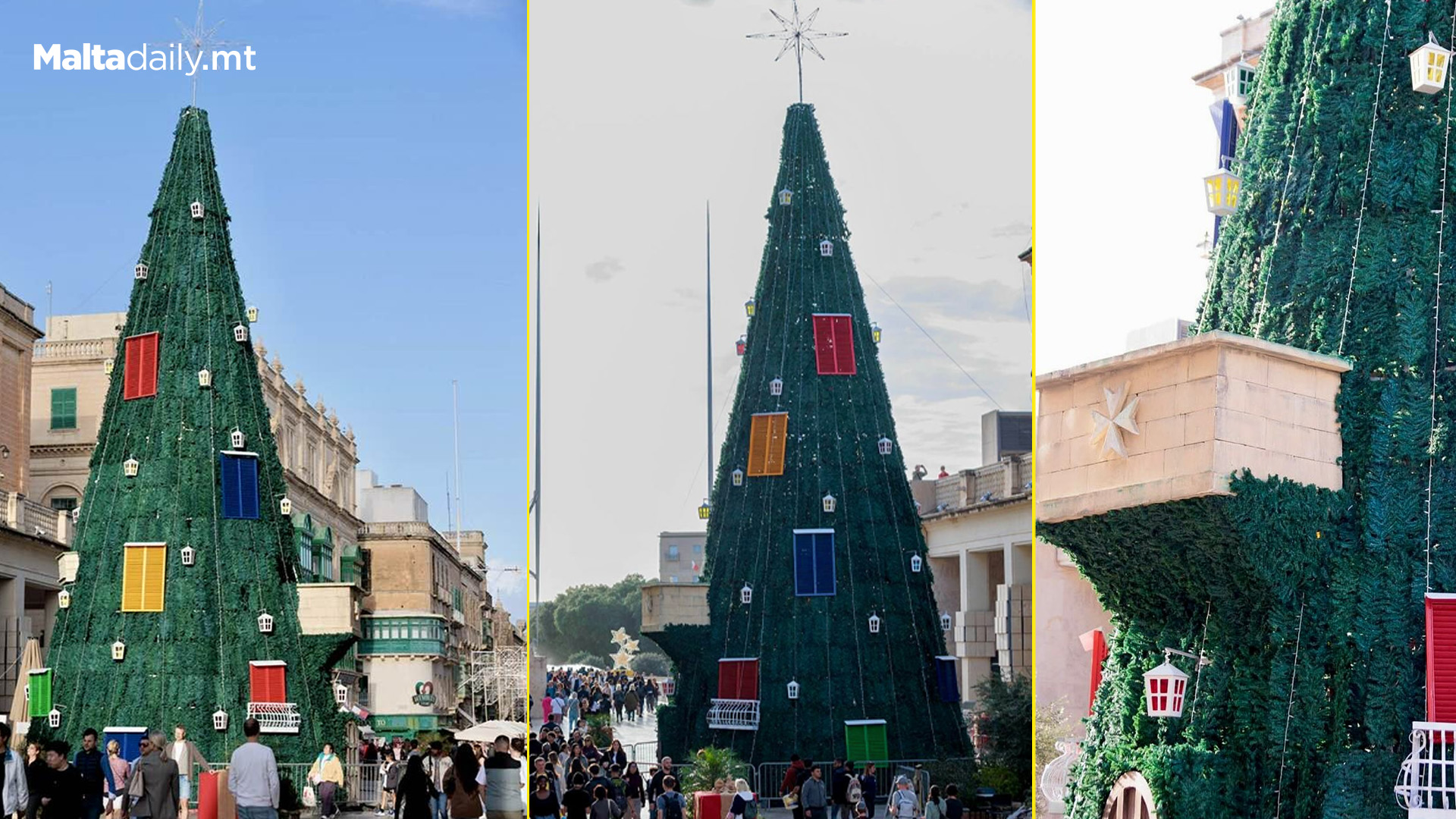 7 Storey Christmas Tree With Traditional Balcony, Lantern Decorations