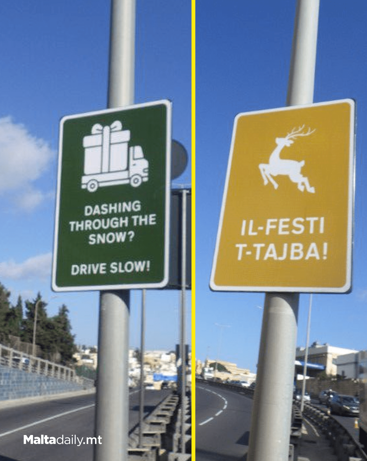 Spotted: Malta’s Roads Get a Festive Makeover Thanks to Traffic Signs!

