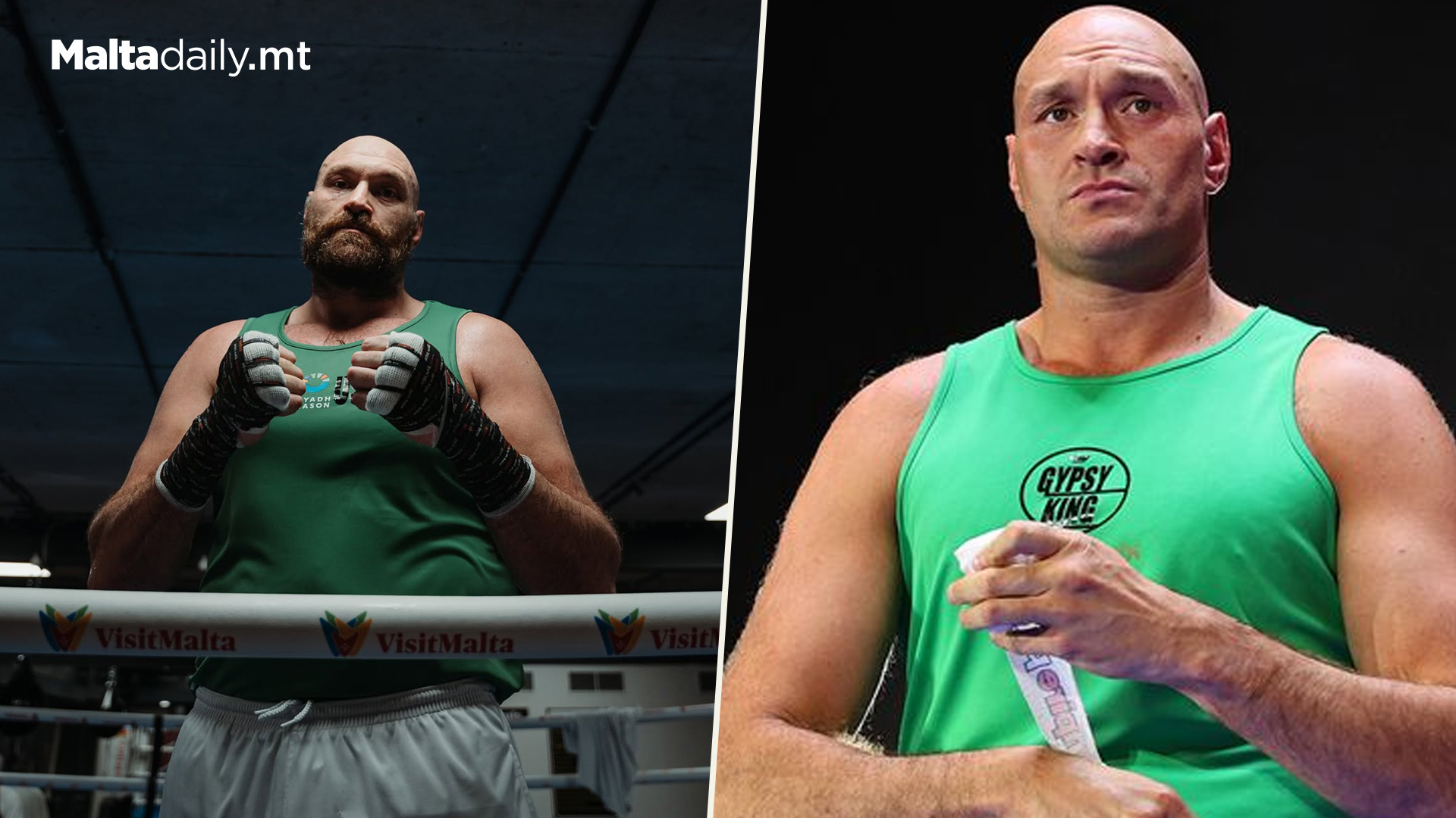 Tyson Fury Poses With VisitMalta Ring Rail