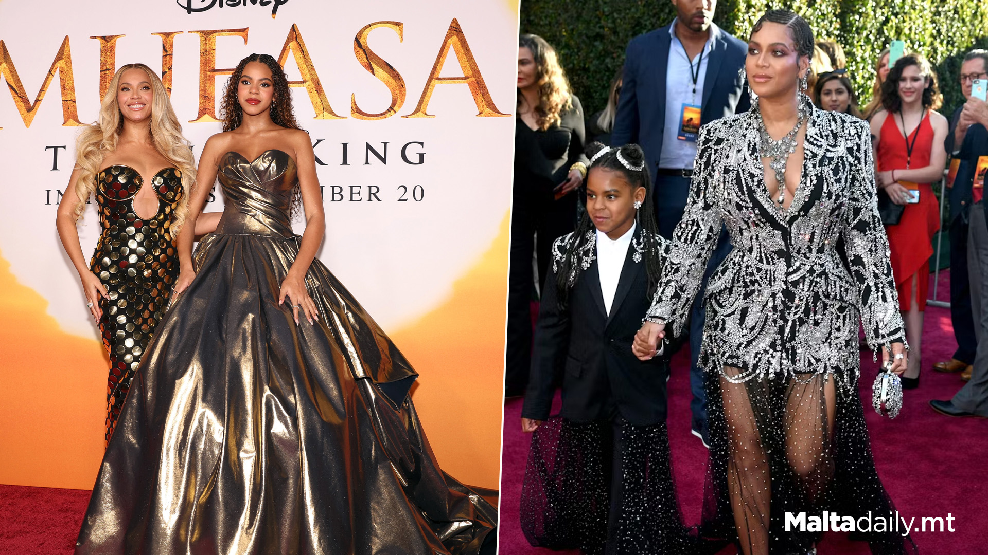 Beyonce & Daughter At Lion King Red Carpets 5 Years Apart