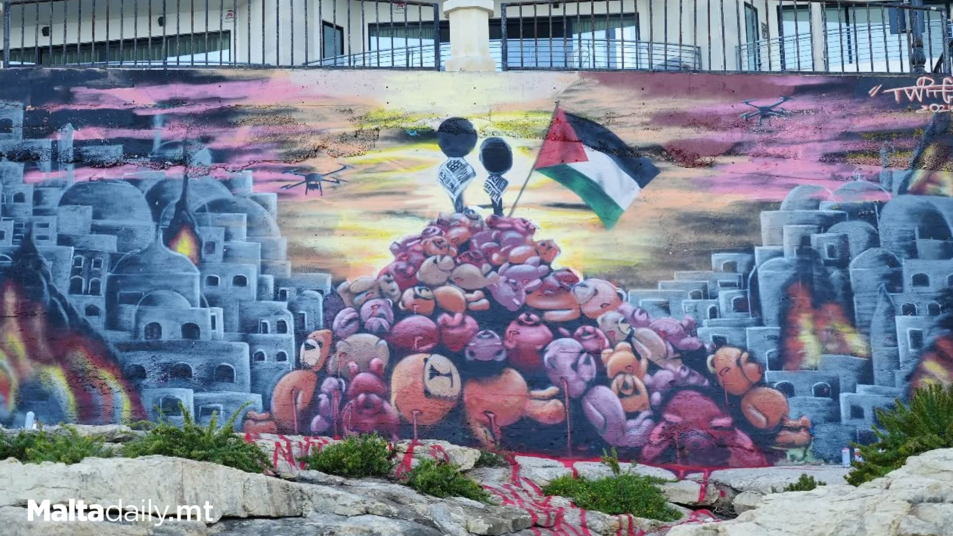 Sliema Mural Captures Loss Of Innocence In Palestine